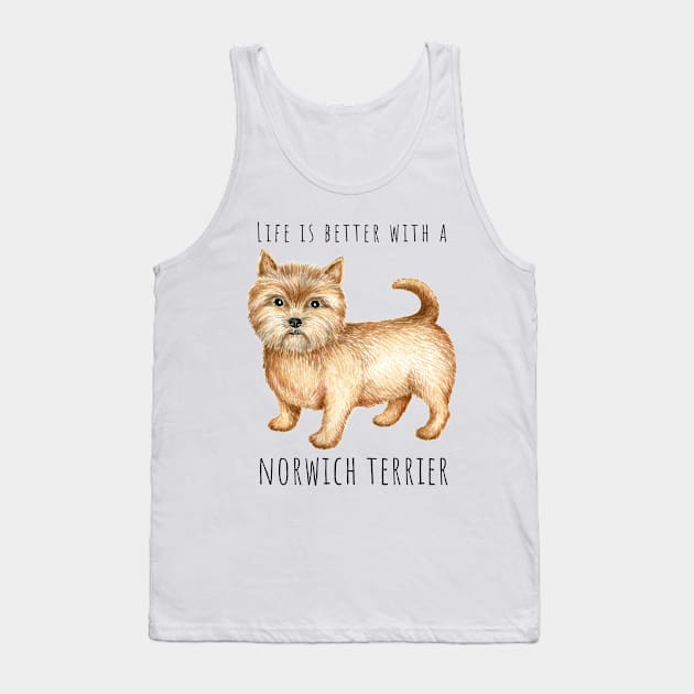 Cute Norwich Terrier Dog Tank Top by Simple Wishes Art